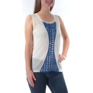 UM GEE Womens Ivory Sleeveless Jewel Neck Hi-Lo Top Size: S